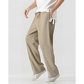 economico Pantaloni della tuta-Per uomo Pantaloni in cotone e lino Pantaloni Pantaloni della tuta a gamba dritta Tasca Elastico in vita Coulisse Semplice Comodità Sport all&#039;Aperto Quotidiano Moda Casual Nero Bianco Micro-elastico