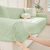 billiga Sofföverdrag-1 styck komplett paket enfärgat bohemiskt sofföverdrag i muxing jacquard-stil elastiskt jacquard-sofföverdrag som skyddar soffan från kattklor kan användas året runt utrustat med örngott