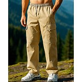 preiswerte Unterteile-Herren Cargohosen Wanderhosen Außen Normale Passform Wasserdicht Winddicht Unterteile Kordelzug Tasche Schwarz Khaki Camping / Wandern Laufen S M L XL XXL