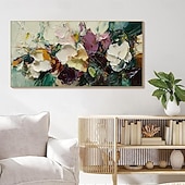 billiga Blom- och växtmålningar-handgjord oljemålning på duk väggkonst dekoration modern tjock kniv abstrakt textur för vardagsrum heminredning uppspänd ram hängande målning/rullad duk (utan ram)