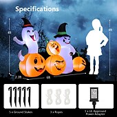 billige Halloween-Costway 6 fot lang oppblåsbar halloween-dekorasjon med 4 gresskar &amp;spøkelser med innebygde LED-lys