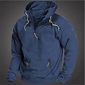abordables sweats à capuche basiques pour hommes-Homme Sweat à capuche Sweat à capuche quart zippé Sweat à capuche tactique militaire Noir Vert Véronèse bleu marine Chameau À capuche Uni Poche Avant Quart de zip Sport &amp; Loisir Occasionnel Quotidien