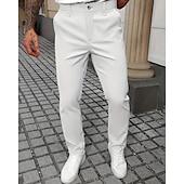 abordables Delgado-Hombre pantalones de traje Pantalones Chinos Bolsillo Botones Plano Comodidad Formal Fiesta Trabajo Moda Estilo clásico Negro Blanco Microelástico