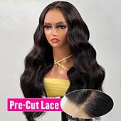 baratos Perucas de seda frontais de cabelo natural-Use e vá peruca sem cola cabelo humano pré-arrancado pré-cortado 4x4 hd onda do corpo perucas de renda frontal cabelo humano 180% densidade perucas com cabelo de bebê cabelo humano virgem brasileiro