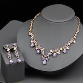 ieftine Seturi de Bijuterii-Seturi de bijuterii de mireasă 2 Diamante Artificiale 1 Colier Cercei Pentru femei Epocă Lux Clasic Încântător Clasic Iubire Prețios Diamant picătură de apă Set de bijuterii Pentru Nuntă Petrecere