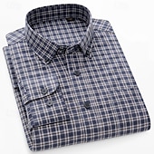 economico Camicie Button Down da uomo-Per uomo Camicia Camicia elegante Camicia button-down Camicia a quadri A Quadri / A Righe / Chevron / Rotondo Abbigliamento quotidiano Abbigliamento Aziendale Giallo Blu marino scuro Marrone Verde