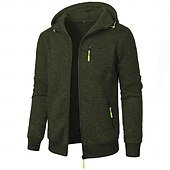 economico felpe con cappuccio da uomo di base-Per uomo Felpa con cappuccio Maglia Felpa con cappuccio a zip intera Nero Vino Blu marino Blu Arancione Con Cappuccio Semplice Tasca Sport &amp; Outdoor Quotidiano Abbigliamento casual alla moda