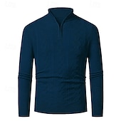 preiswerte Herrenpullover-Herren Pullover Pullover mit Viertelreißverschluss Strickpullover Zopfmuster Stricken Normale Oberteile Gestrickt Einfach Viertelreißverschluss Mode Lässig Urlaub Alltagskleidung Bekleidung Herbst