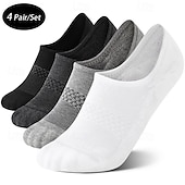 billiga herrstrumpor-Herr 4 Par Multipack Socka Löparstrumpor Vardagliga strumpor Svart Vit Färg Slät Semester Sport &amp; Utomhus Dagligen Grundläggande Medium Vår Höst Mode Ledigt