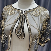billige bryllup gjesteomslag-Kvinne wrap elegant solbeskyttelse kort erme blonde bryllupswraps med paljetter bryllup sommer