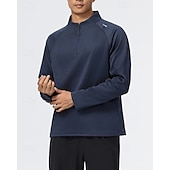 abordables Tapas-Hombre Sudadera tipo jersey Camisa para senderismo cima de senderismo Manga Larga Escote Chino Camiseta Al aire libre Reductor del Sudor Transpirable Invierno Cremallera de un cuarto Poliéster Negro