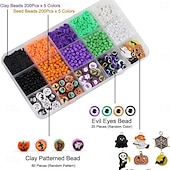 economico kit per la creazione di perline-Kit per la creazione di braccialetti di perline di argilla di Halloween da 2086 pezzi, set di gioielli fai da te con ciondoli a forma di zucca fantasma e pipistrello, lavoretti di Halloween per