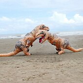 olcso Halloween-vicces felfújható t-rex jelmez gyerek, dinoszaurusz felfújható jelmez, overál levegő felrobbantó halloween cosplay jelmez
