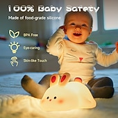 tanie Lampki nocne i dekoracyjne-duża królicza lampka nocna, urocza lampka nocna z diodami LED w kształcie króliczka, silikonowa ściemnialna lampka nocna do pokoju dziecięcego dla dziewczynek, silikonowe ładowalne lampki nocne
