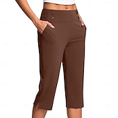 billige Vanlige leggings-Dame Bukser Fritid Treningsklær Kalv lengde Naturlig عادي Sidelommer Delt comfy Pustende Yoga- og dansesko Fritid / hverdag Sjøblå Svart Hvit Rosa Vår Høst Normal