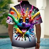  Per uomo Arcobaleno Divertente Pagliaccio Camicia Camicia Estiva Camicia con Bottoni Manica Corta Moda Casual All'aperto Vacanza Abbigliamento Quotidiano Estate Primavera Collo ripiegato Stampa 3D