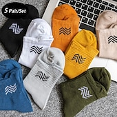 economico calzini da uomo-Per uomo 5 Paia Pacchi Multipli Calzini Calzini da Corsa Calzini Casual Nero Bianco Colore Semplice Linea Vacanza Sport &amp; Outdoor Quotidiano Base Medio Primavera Autunno Moda Casual