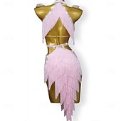 abordables Tenues de danse latine-Robe de danse latine glamour à franges pour femme – Costume à franges scintillantes, idéal pour le cha-cha et la rumba &amp;spectacle de salle de bal