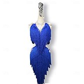 abordables Tenues de danse latine-Robe de danse latine glamour à franges pour femme – Costume à franges scintillantes, idéal pour le cha-cha et la rumba &amp;spectacle de salle de bal