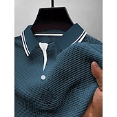  Herren Waffel-Poloshirts Polohemd aus Eisseide-Seersucker Lässig Arbeit Revers Kurzarm Basic Modern Texture Jacquard Knöpfe Sommer Normale Passform Weiß Waffel-Poloshirts