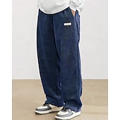 baratos calça casual-Homens Calças de Veludo Calças Calça casual Bolsos Cintura elástica Com Cordão Tecido Conforto Esportes Diário Moda Casual Preto Branco Micro-Elástica