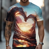 abordables Camisetas 3D-Hombre de impresión en 3D 3D Camiseta Manga Corta Camiseta Impresión 3D Cuello Barco Camisa Exagerado Design Fiesta Calle Casual Amarillo Rosa Morado Verano Primavera Todas las Temporadas Ropa S M L