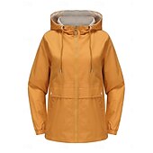 billiga Trenchcoats-Dam Trenchcoat Hoodiejacka Bekväm Andningsfunktion Dragkedja Ficka Ledigt Slät Semester Gata Dagliga kläder Utekväll Dragkedja Normal Luvtröja Normal Långärmad Ytterkläder Svart Gul Vin Vår Höst