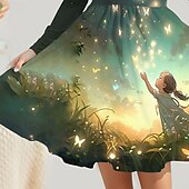 preiswerte 3D Kleider für Kinder-Mädchen&#039; 3D Cartoon Kleid Langarm Sommer Frühling Urlaub Täglich Ferien Prinzessin Schön Süß Kinder 4-12 Jahre Freizeitkleid A Linie Kleid Knielang Normale Passform