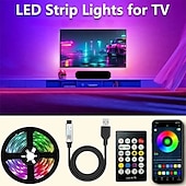 abordables Lampes encastrées led-Bande lumineuse LED pour téléviseur, rétroéclairage LED de 5 m, pour téléviseur de 45 à 75 pouces, synchronisation musicale avec fonction Bluetooth - Bande lumineuse RVB à changement de couleur pour