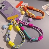 abordables Correas para el teléfono y muñequeras-Nueva cuerda corta para colgar el teléfono móvil con estampado de muñeca, bonita cuerda tejida corta de doble uso, resistente para viajes al aire libre para hombres y mujeres.