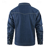 abordables Vestes Cargo-Homme Veste Légère Veste Décontractée Veste en Jean Vacances Quotidien Avec Poches Automne Hiver Uni Mode Classique Revers Régulier Noir Marron Vert Bleu de minuit Bleu clair Veste