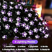 abordables Guirlandes lumineuses led-Guirlande lumineuse solaire en forme de cerisier, 12 m, 100 LED, luminaire décoratif d&#039;extérieur, idéal pour Noël, un mariage, une cour, un balcon ou une clôture, idéal pour Halloween