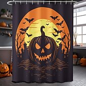 levne Halloween koupel-Halloweenský sprchový závěs s háčky, polyesterový, pratelný, voděodolný, vzorovaný, koupelnová vana, dekorace