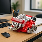 billiga Skulpturer-V8-motor hartsprydnad bensin liten blockmotor modellbyggsatser invecklad växeldesign motorfigur skulptur hantverk för skrivbord bokhylla dekoration