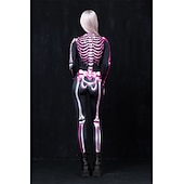 olcso Koponyák és csontok-Koponya, csontváz Halloween Testhezálló Full Body Catsuit Ijesztő jelmez Gyermek Felnőttek Férfi Női Fiú Mindszentek napja Farsang A halál napja Teljesítmény Parti Klub Egyszerű Halloween jelmezek