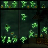 voordelige Halloween Stickers-Halloween glow in the dark skelet muurstickers, zelfklevende lichtgevende stickers voor kamerdecoratie, verwijderbare enge Halloween decoraties