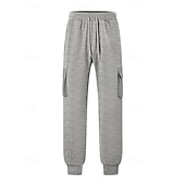 cheap Cargo-Men's Cargo Sweatpants Sweatpants Joggers Trousers Waffle Pants Drawstring Elastic Waist Multi Pocket Plain Comfort Daily Sports Outdoor Fashion Casual Wine Khaki Micro-elastic