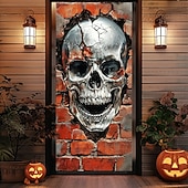 halpa Halloween-oviverhot-Helloween Ovien Peitteet Ovi Luuranko Kurpitsa Gobeliini Ovisuoja Taustakoriste Ovi Banneri Etuoveen Maalaistalon Loma Juhla Sisä- ja Ulkosisustus Tarvikkeet