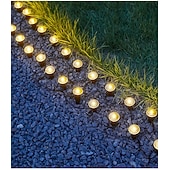 olcso Földi fények-napelemes vezetőoszlopos talajlámpák 15/30 db-os lapos napelemes lámpák kültéri, vízálló napelemes korongos tájvilágítás kerti ösvényre, falra, lépcsőkre, teraszokra, udvarra, gyepre, járdára (meleg
