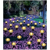 olcso Földi fények-napelemes vezetőoszlopos talajlámpák 15/30 db-os lapos napelemes lámpák kültéri, vízálló napelemes korongos tájvilágítás kerti ösvényre, falra, lépcsőkre, teraszokra, udvarra, gyepre, járdára (meleg