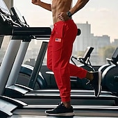 billiga Joggingbyxor-Herr Atletiska byxor Joggingbyxor Joggare Långbyxor Ficka Elastisk midja Snörning Amerikanska flaggan Komfort Utomhussport Dagligen Mode Ledigt Svart Gul Microelastisk
