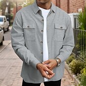 abordables Manteaux &amp; vestes-Homme Veste Légère Veste gaufrée Veste Décontractée Vacances Quotidien Respirant Avec Poches Printemps Automne Uni Mode Classique Revers Régulier Noir Blanche Vin Vert foncé Kaki Veste