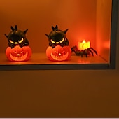 billige Halloween rekvisittbelysning-2 stk. halloween gresskarlykt hjemdekorasjon rekvisitter elektronisk stearinlys spøkelsesfestival festartikler bar hjemsøkt husdekorasjoner nattlys svart katt hodeskalle øyeeplelys