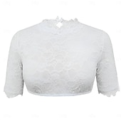 cheap Dirndl Blouses-Oktoberfest Dirndl Blouse Lace Cropped Maid Bavarian German Munich Wiesn Women's Carnival Party Traditional Style Cloth