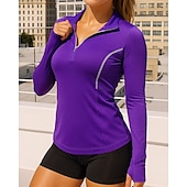 economico Felpa &amp; Sweatshirt-Per donna Maglietta da ginnastica Camicie a maniche lunghe Cerniera a un quarto Manica Lunga Top Athleisure Autunno Asciugatura Rapida Traspirante All&#039;aperto Corsa Yoga abbigliamento sportivo
