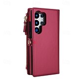 abordables Carcasas Samsung-teléfono Funda Para Samsung galaxia S25 S25 Más S25 Ultra S24 Plus S24 S24 Ultra Plus S24 FE A14 A72 A73 Tarjetas billetera Cremallera con cordón Ranura para tarjetas Retro TPU Cuero de PU