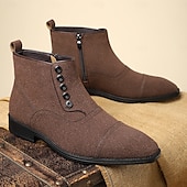 cheap Ankle Boots-Men&#039;s Beige Lace-Up Ankle Boots with Round Toe and Classic Stitching, Vintage Business-Casual Footwear for Office, Urban Walking and Smart Daily Outfits