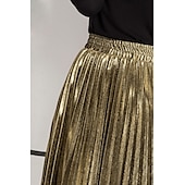abordables Jupes Maxi-Femmes Jupe Mode Occasionnel Maxi Taille haute Jupes Uni Plissé Micro-Élastique Décontracté Quotidien Week-end Argent Noir Dorée Rouge Été Polyester