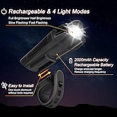 cheap Work Lights-Ultra Bright USB Rechargeable Bike Light Set, Powerful Bicycle Front Headlight and Back Taillight, 4 Light Modes, Easy to Install for Men Women Kids Road Mountain Cycling Black