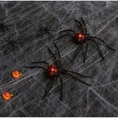 abordables Halloween intérieur-Lot de 2 araignées lumineuses et 2 globes oculaires lumineux pour Halloween, décoration d&#039;ambiance de fête intérieure, lumière d&#039;ornement, lumière d&#039;horreur et d&#039;atmosphère étrange